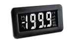 LCD voltmeter met witte cijfers op een zwarte achtergrond